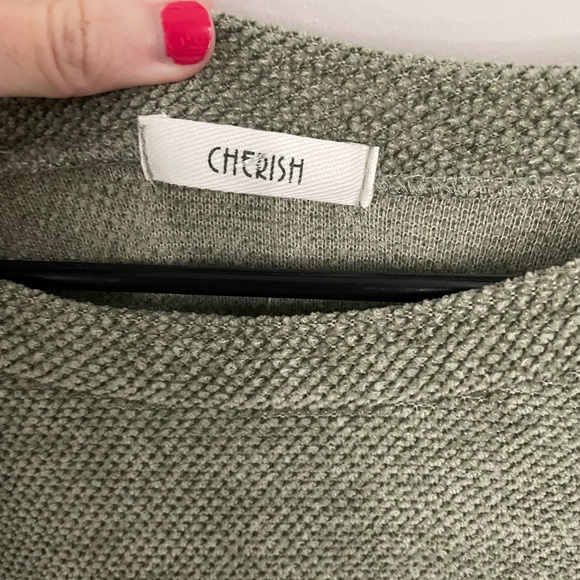 Cherish Forest Green Off-The Shoulder Sweater S NWOT - Picture 2 of 4